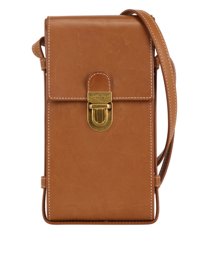 Phone Holder Crossbody, &pound;250, Handbags, Tan, Leather, Front view
